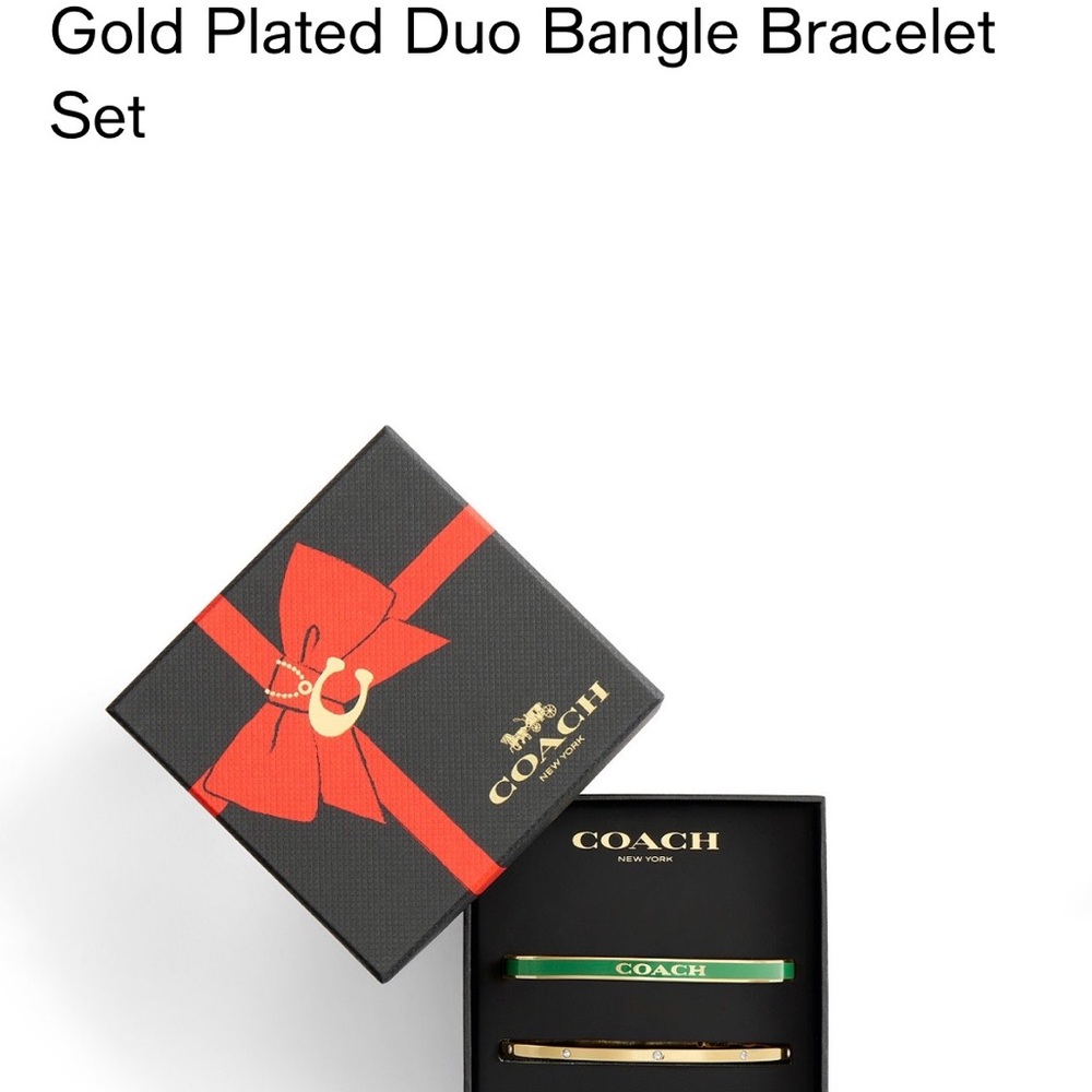 Coach Gold and Green Bangle Bracelet Set
